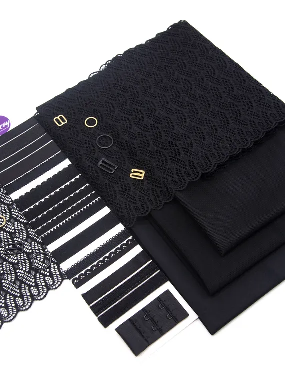 1352 Кружево эластичное 18,5 см, Италия, черный 170