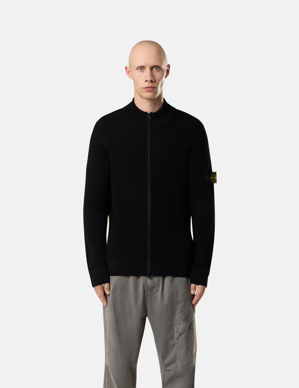 Stone Island Zip-up Jumper Wool Black