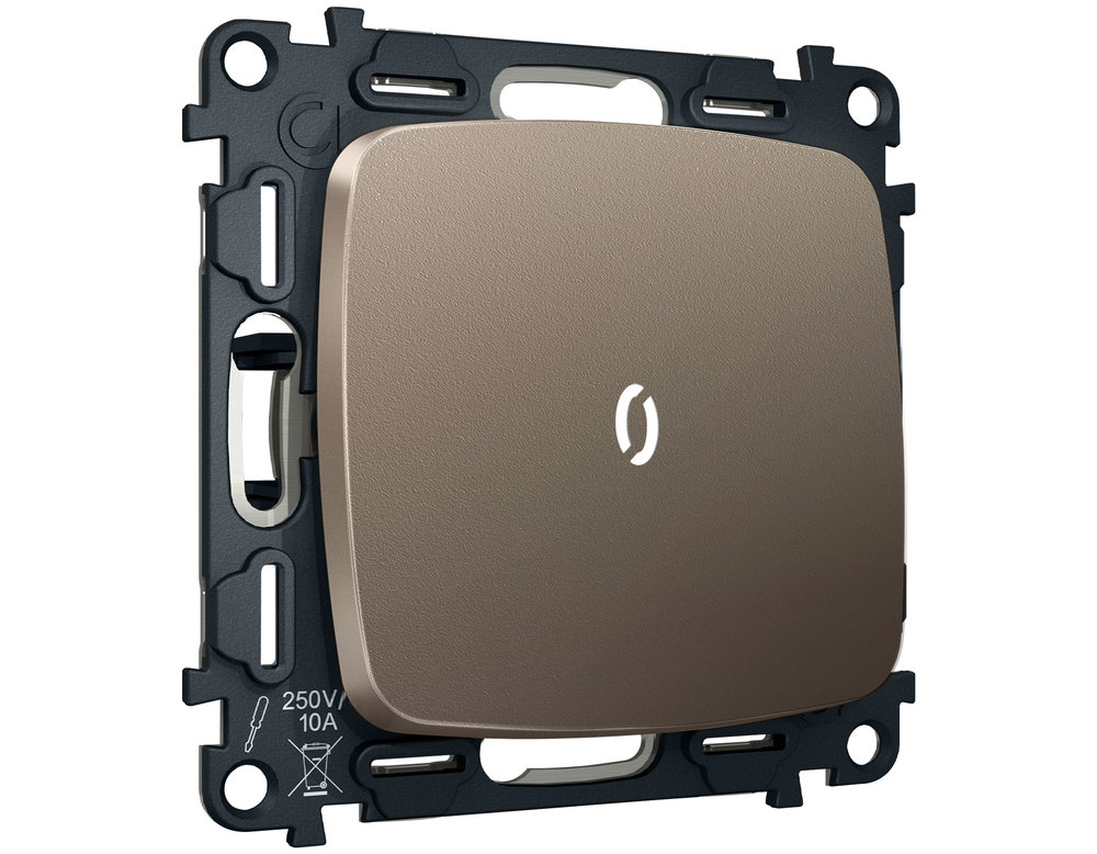 MO632035 Комплект механизма 1-кл проходного выключателя с подсветкой 5600K OMEGA Темная бронза матовый QUANT (OP6320, VM105, G25W)