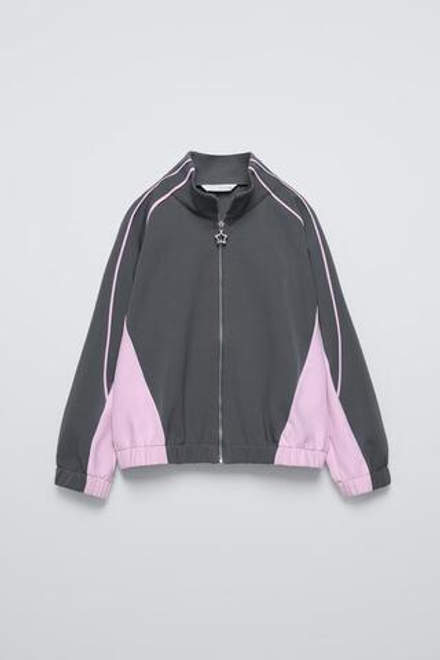 ZARA ТОЛСТОВКА С КОНТРАСТНЫМИ ДЕТАЛЯМИ, СЕРЫЙ