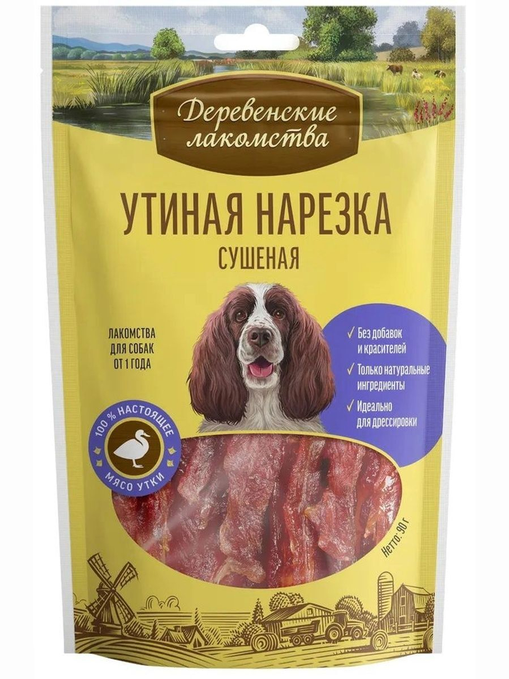 Утиная нарезка для собак Деревенские лакомства 0,09кг набор из 5 упаковок