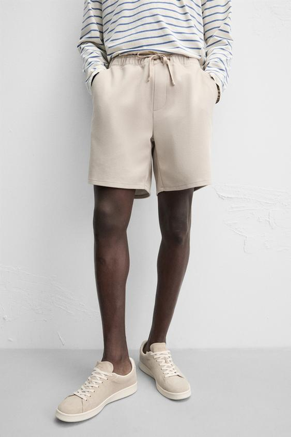 ZARA ШОРТЫ КОМФОРТНОЙ ПОСАДКИ ИЗ РЕЛЬЕФНОЙ ТКАНИ, БЕЖЕВЫЙ