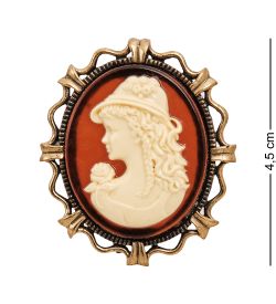 AM-2602 Брошь «Камея Юность» мал. (латунь, янтарь)