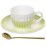 Чайная пара «Жемчужный блеск» (кружка 180мл, блюдце, ложка) салатовый
