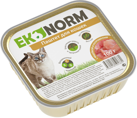 Корм консервированный для кошек EKONORM "Паштет с индейкой и потрошками", 100 г