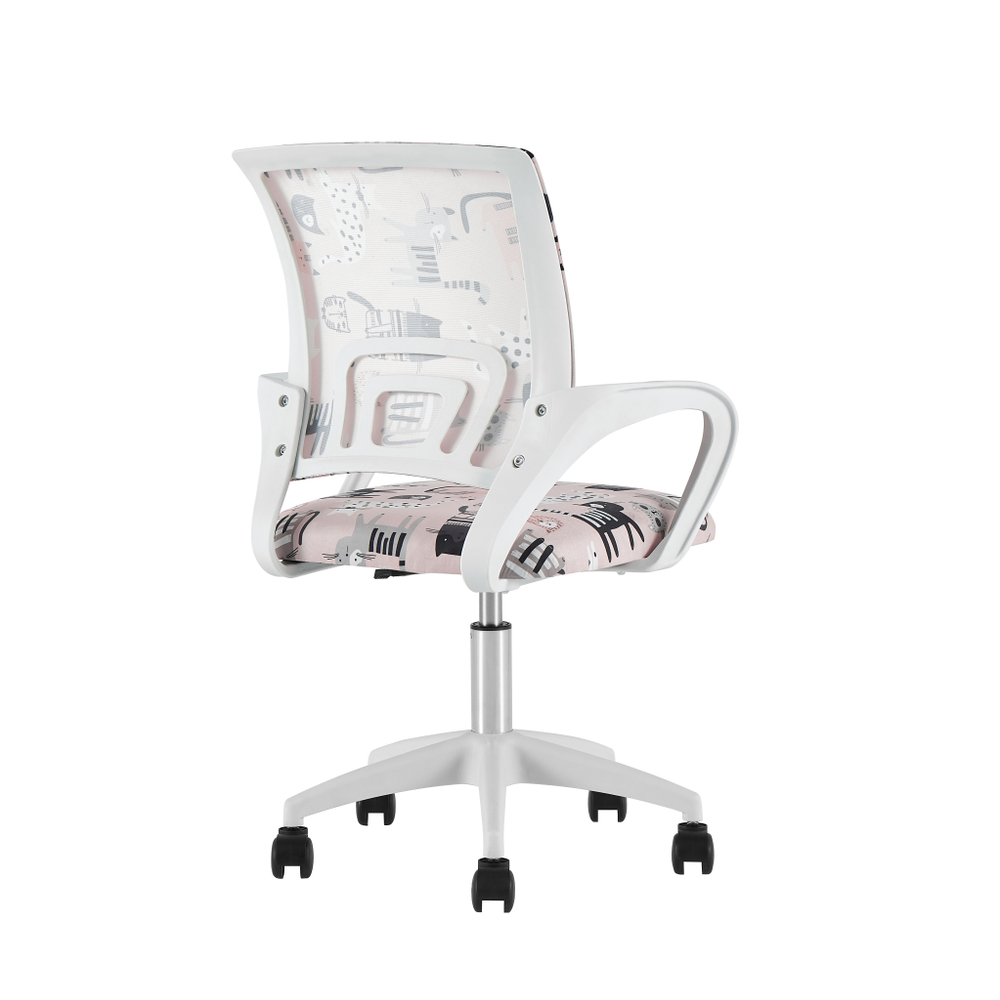 Кресло офисное TopChairs Simple SN Junior принт Pink Cats пластик белый