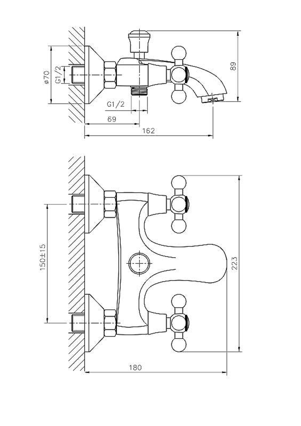 Смеситель для ванны и душа Haiba HB3119-4, под бронзу