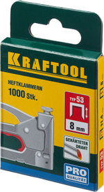 KRAFTOOL скобы тип 53 (A/10/JT21), 8 мм, калибр 23GA. 1000 шт (31670-08)