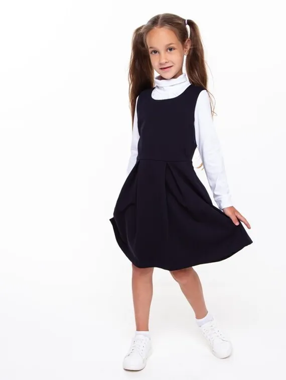 Сарафан для девочки, цвет синий, рост 122 см