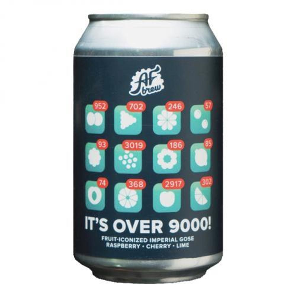 Пиво AF Brew It&#39;s Over 9000! 1.0 Raspberry / Cherry / Lime 0.33 л. - Ж/б (5 шт.)