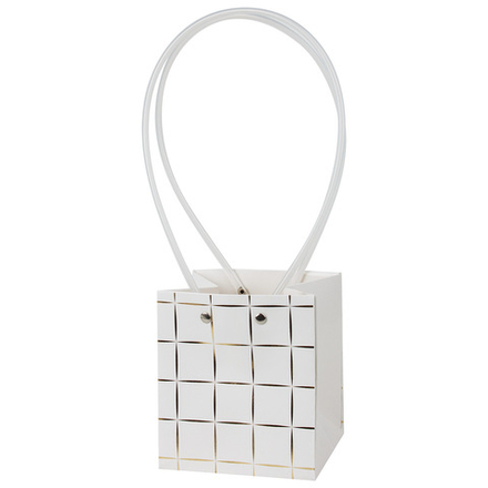 Сумка подарочная "Полосы" 11,5x10,5xH13см с ламинацией (Белый)