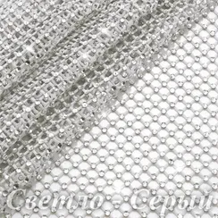 Сетка со стразами Кристалл, Светло-Серая №27, розница от 30 см