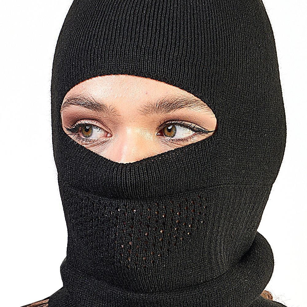 Шапка балаклава трикотажная Prival женская, чёрная