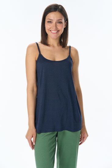 Майка женская на тонких бретелях Лори L1131-G59.2F01 тёмно-синяя