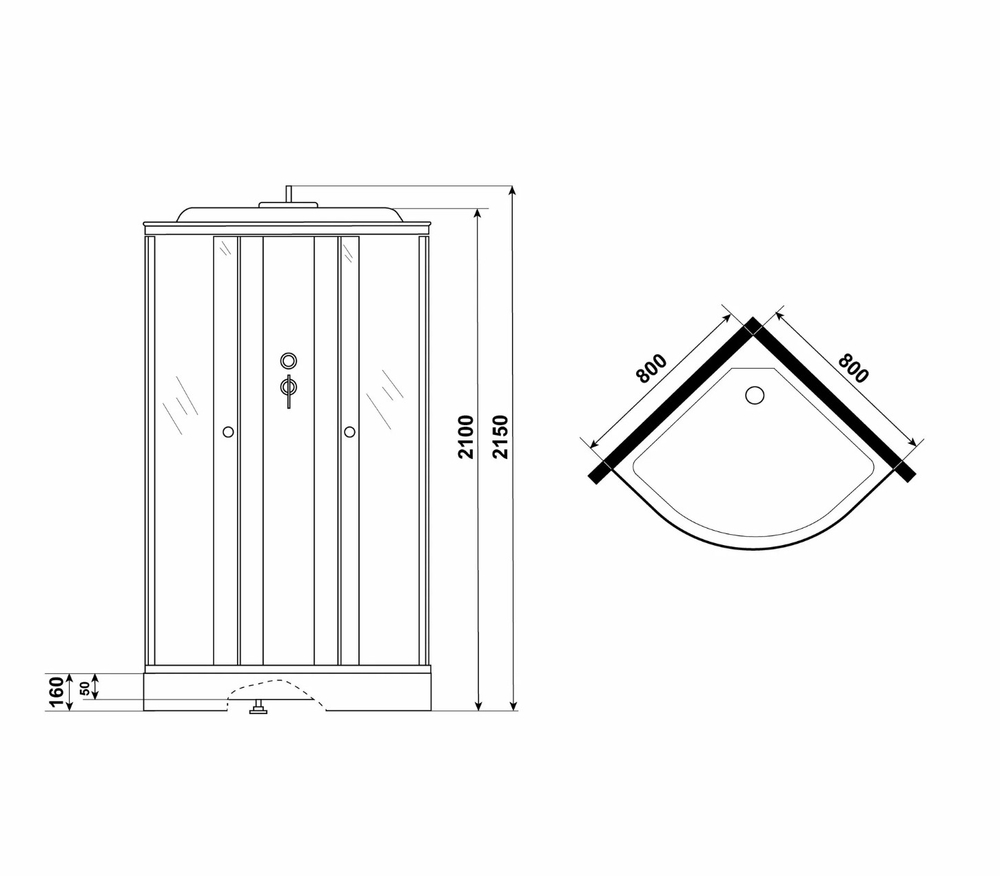 Душевая кабина Keramastar Supra KR068041 (80x80x215)