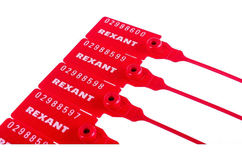 Номерная пломба для опечатывания REXANT пластиковая 320 мм красная 50 шт 07-6131