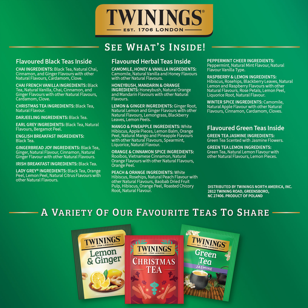 Twinings, чайный адвент-календарь, 48 чайных пакетиков, 97 г (3,42 унции)