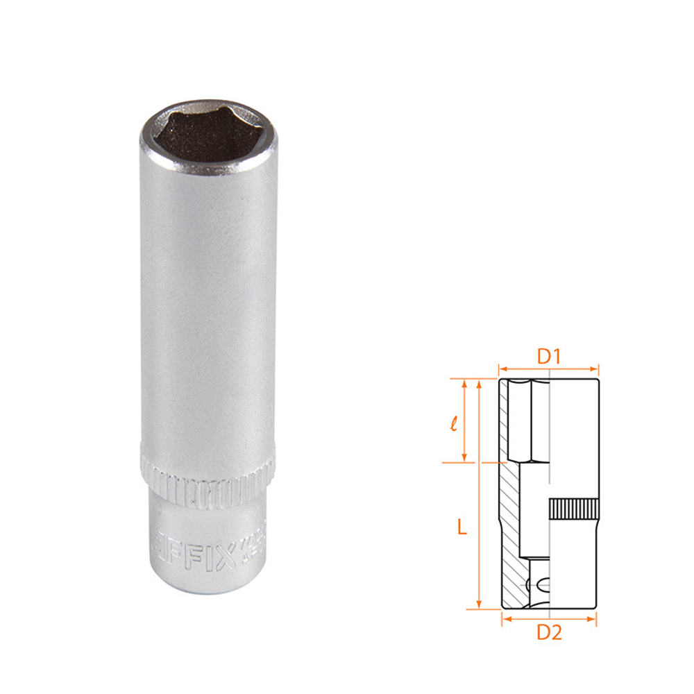 AFFIX (AF00120009) Головка торцевая глубокая шестигранная 1/4", 9 мм