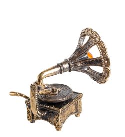 AM-1159 Фигурка «Патефон ажурный» (латунь, янтарь)