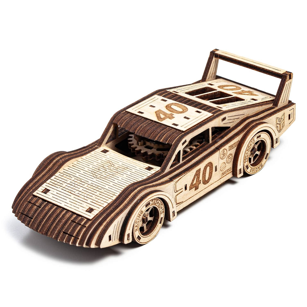 Набор из двух спорткаров "Легенды трека" от DROVO - Деревянный конструктор, сборная механическая модель, 3d пазл
