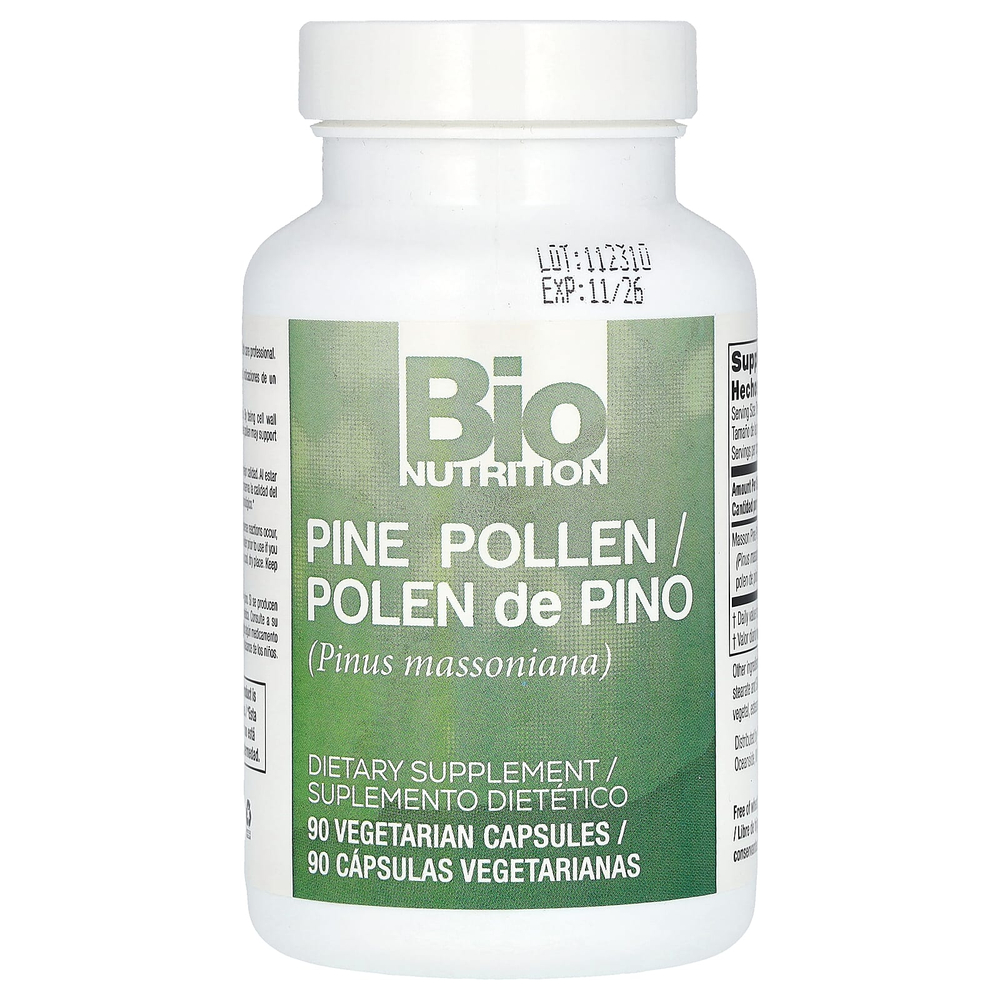 Bio Nutrition, сосновая пыльца, 90 вегетарианских капсул (500 мг в 1 капсуле)