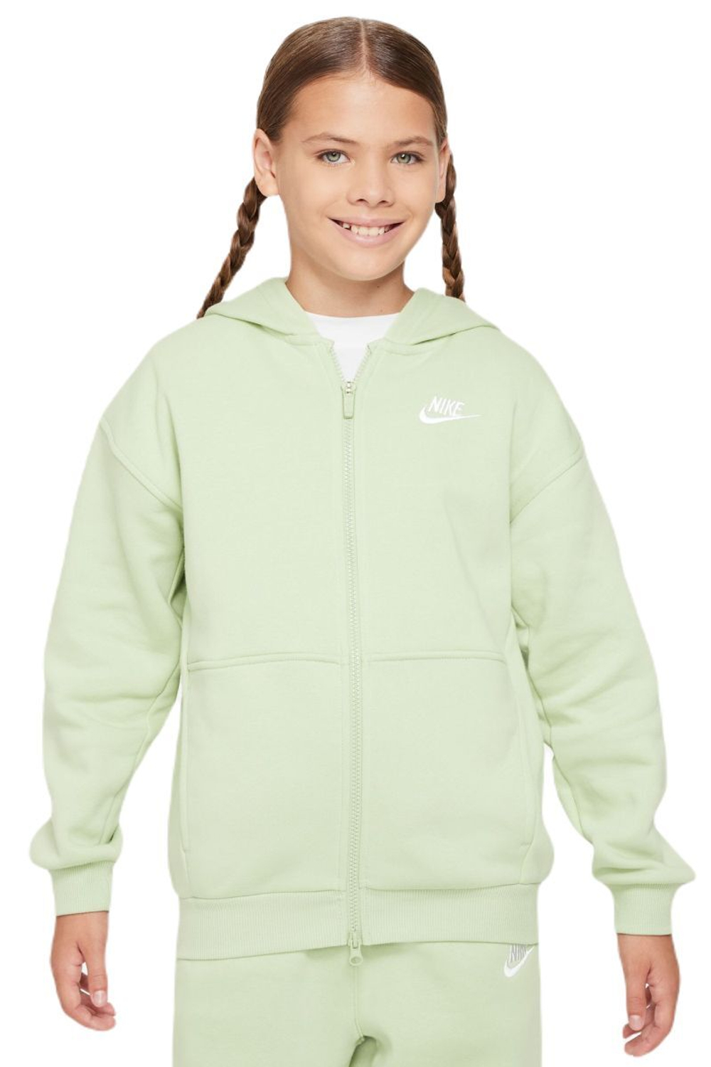 Детская теннисная куртка Nike Sportswear Club Fleece Oversized Full Zip Hoodie - Mint