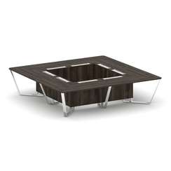 Steel Meet Стол переговорный квадратный MDK-PR.B.SP-16K Дуб Мали/Нержавеющая Сталь/Хром 3200*3200*75