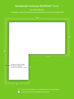 Натяжные потолки 15.4 м2, 11.5 м2, 14.4 м2, 7.5 м2