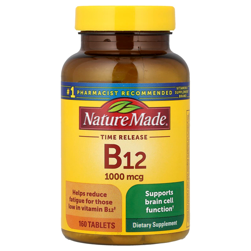 Nature Made, витамин B12, медленное высвобождение, 160 таблеток