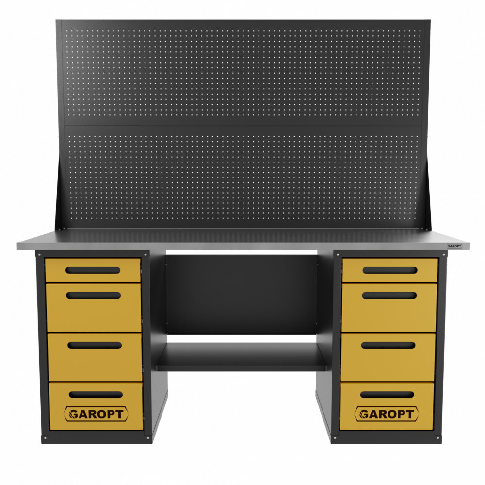 Верстак двухтумбовый 4 ящиков /4 ящиков с двумя экранами, желтый 1800*700 GAROPT, GT1800Y4Y4PP2.yell