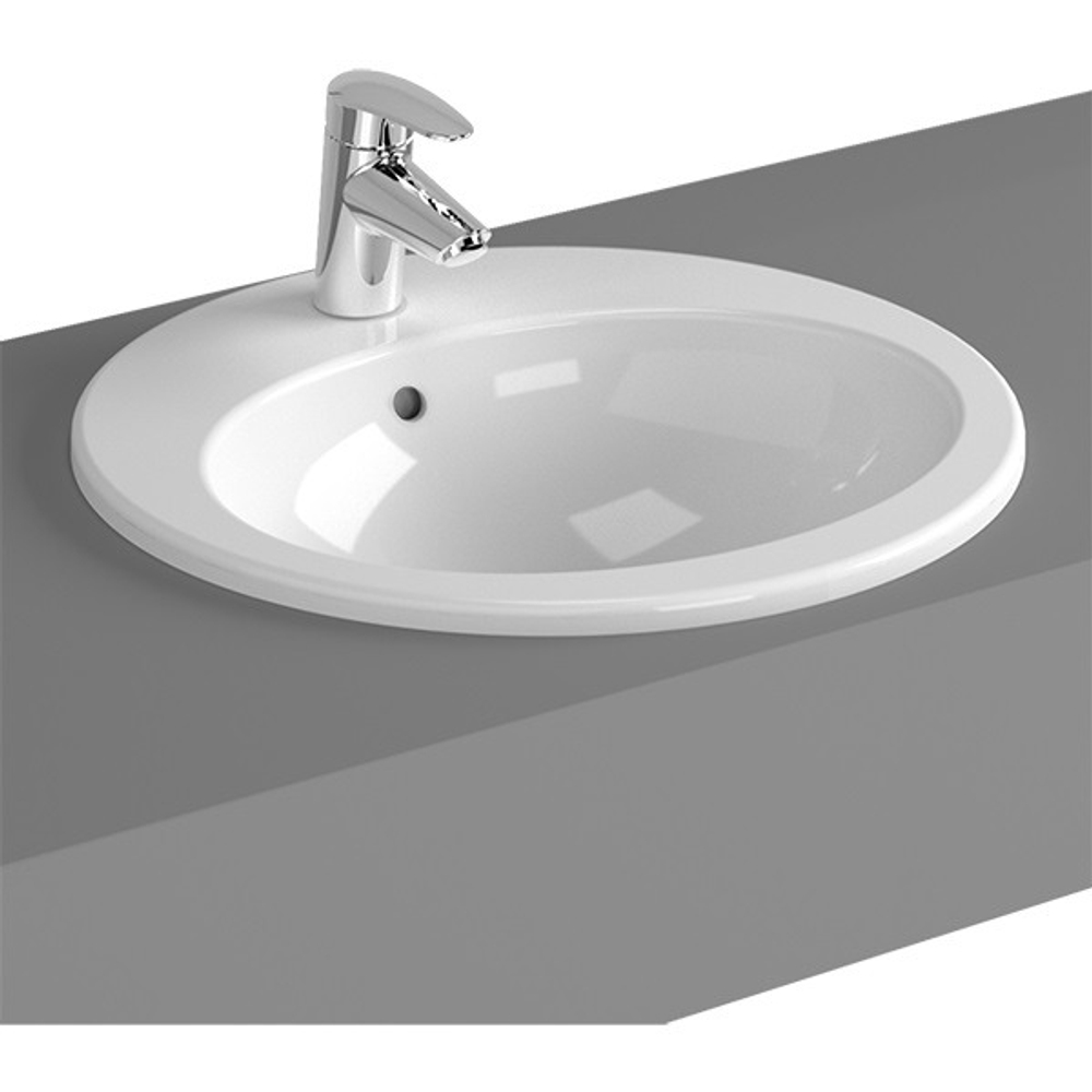 Раковина накладная Vitra S20 круглая 47 cм, c переливом, цвет белый (5467B003-0001)