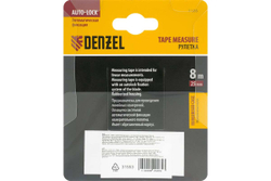 Рулетка Denzel 8 м, 25 мм, обрезиненный корпус, автоматическая фиксация 31553