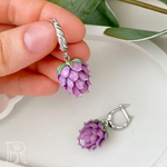 LEFIREL' Серьги серебряные женские "Клевер" с цветами из муранского стекла / ювелирные украшения из родированного серебра 925