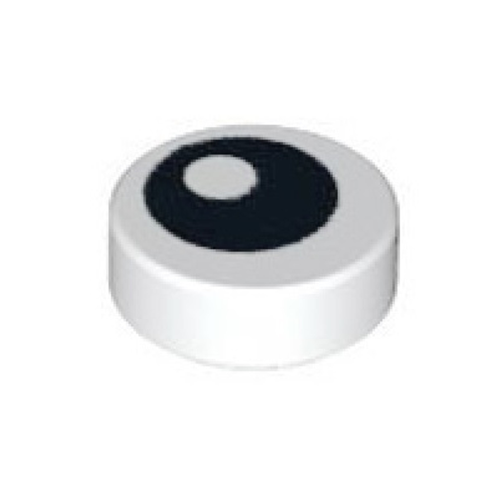 Плитка круглая 1 x 1 с черным глазом и узором зрачка 98138pb007 White