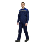 Костюм для рабочего летний Стафф Техник темно-синий + василек, куртка+п/к, размер 52-54, 182-188