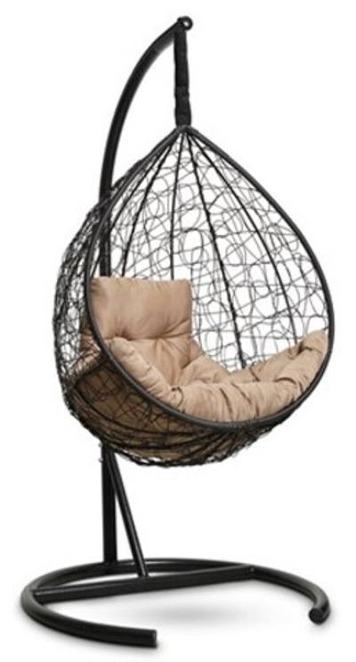 Кресло подвесное Sevilla comfort (Черный/Бежевая подушка)