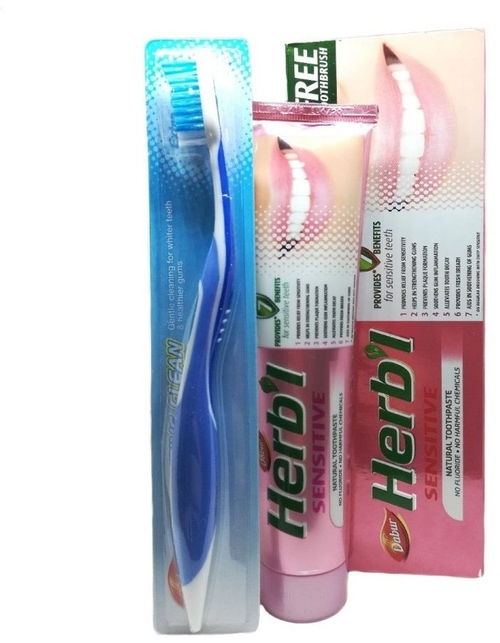 ЗУБНАЯ ПАСТА ДЛЯ ЧУВСТВИТЕЛЬНЫХ ЗУБОВ DABUR HERBAL SENSITIVE 150 Г+зубная щетка