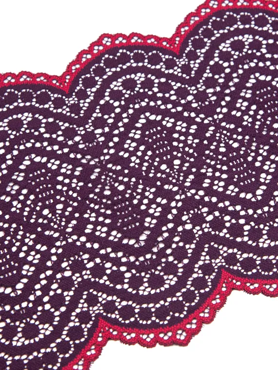 03-177  Кружево эластичное 18 см, слива/красный