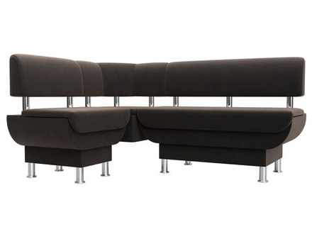 Диван кухонный угловой Альфа левый угол, Коричневый, Велюр, 116695L