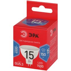Лампа светодиодная ЭРА RED LINE LED MR16-15W-865-GU5.3 R 15Вт софит холодный дневной свет GU5.3 | Лампы cветодиодные Точечные (Софиты) (MR, PAR)