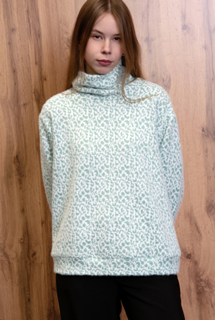 Джемпер женский 4710А, бело-зеленый #521БЗ034710А