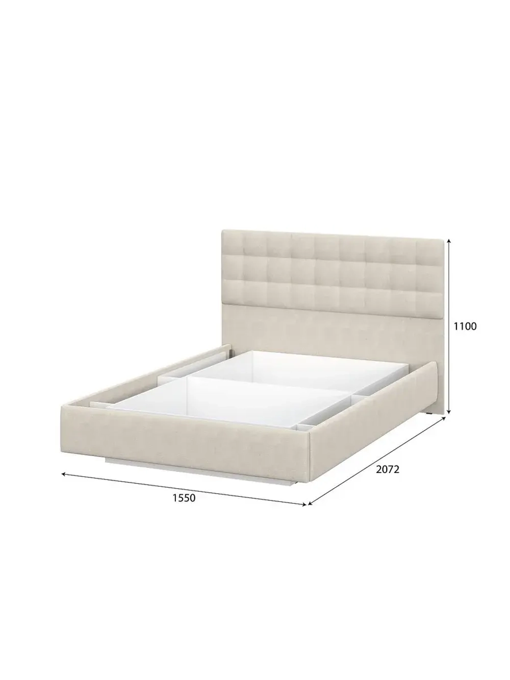 Кровать двухспальная 140х200 мягкая спинка Бежевый ткань