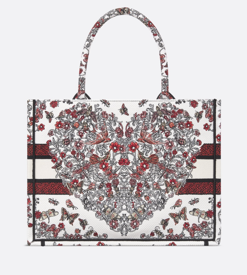 Сумка Dior Book Tote Dioramour средняя, вышивка Cœur des Curiosités, хлопок, Италия