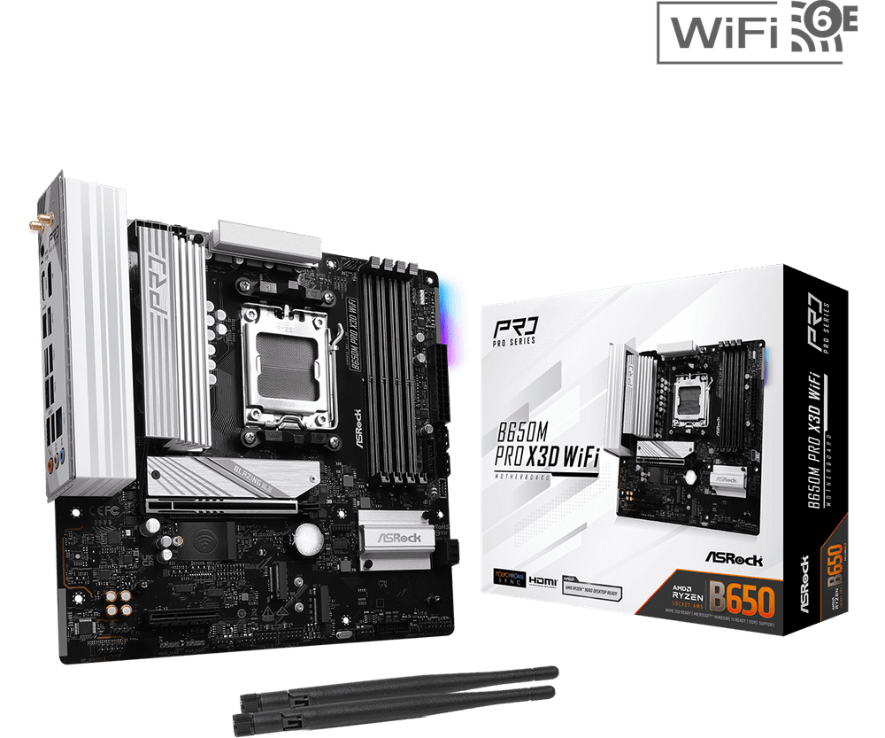 Материнская плата ASRock B650M PRO X3D WIFI AM5 4xDDR5 4xSATA3 3xM.2 Type-C HDMI DP WiFi6E mATX