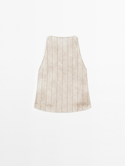 Massimo Dutti Топ из струящейся ткани в полоску с горловиной халтер, дымчатый