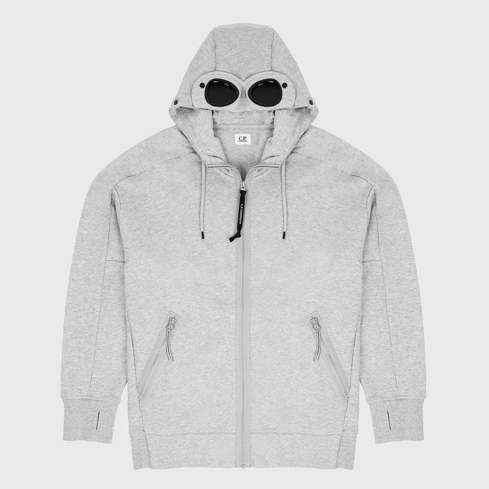 Худи на молнии C. P. Company Diagonal Raised Fleece Google Grey