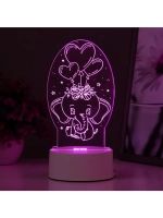 Светильник 3D ночник RISALUX «Слоненок», LED RGB, от сети, 1