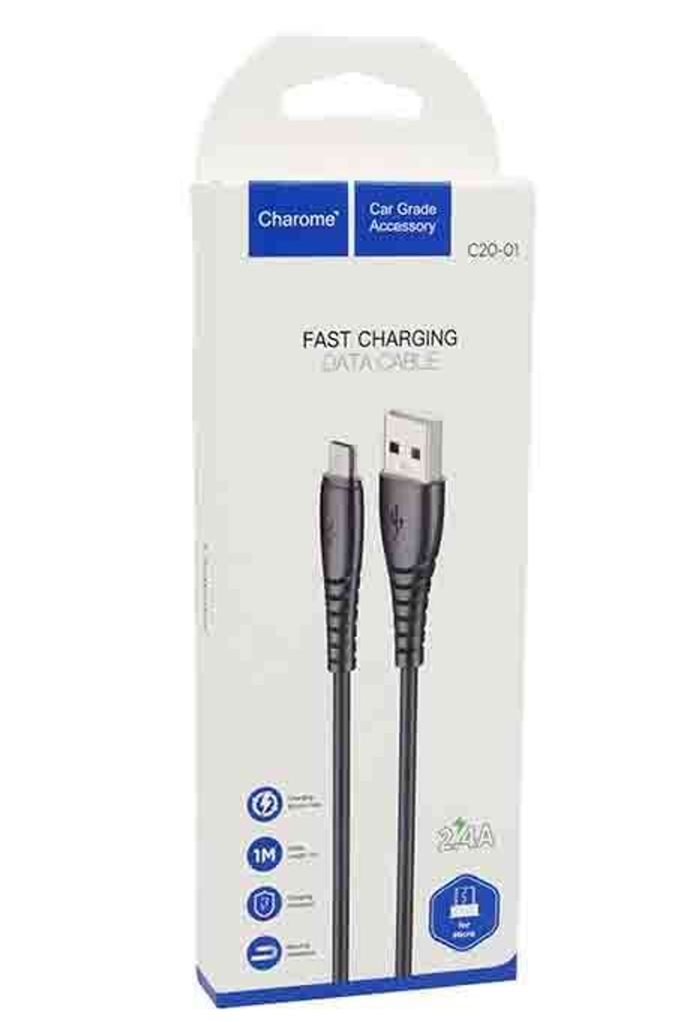 Кабель USB - Micro CHAROME C20-01 (черный) 1м