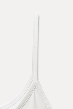 ZARA ТОП ИЗ ПОЛИАМИДА С ТОНКИМИ БРЕТЕЛЯМИ, ЭКРЮ