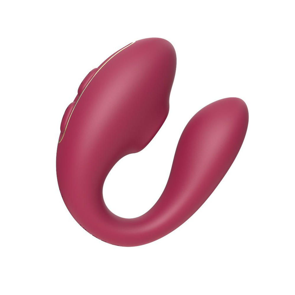 Бордовый вакуумный вибратор для пар Talia с пультом ДУ (Цвет: бордовый)